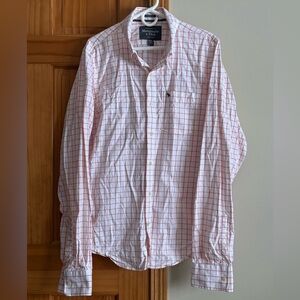 Abercrombie & Fitch 100% Cotton Orange and White Plaid Shirt